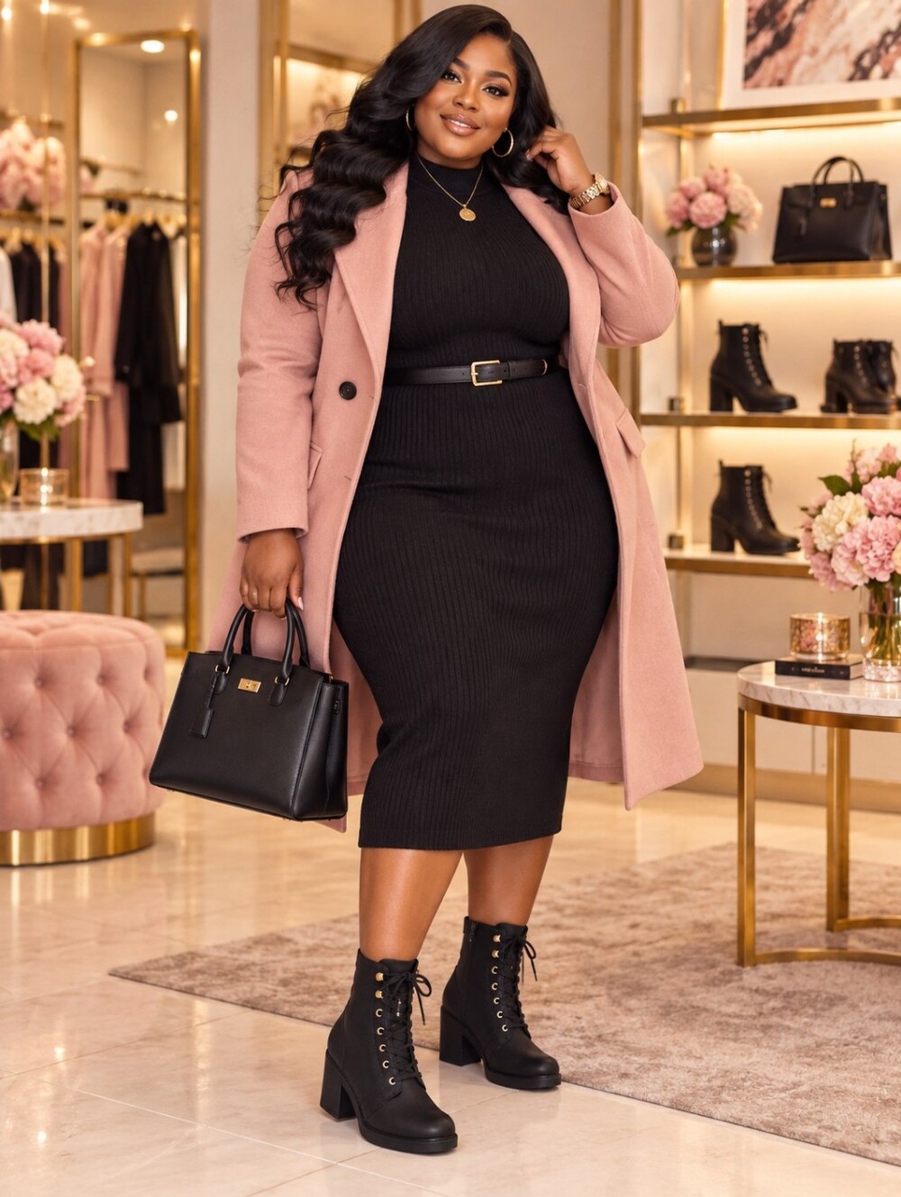 Life Stride Black Lace-Up Ankle Booties with Block Heel